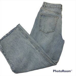 Topshop MOTO very wide leg raw hem light wash jeans